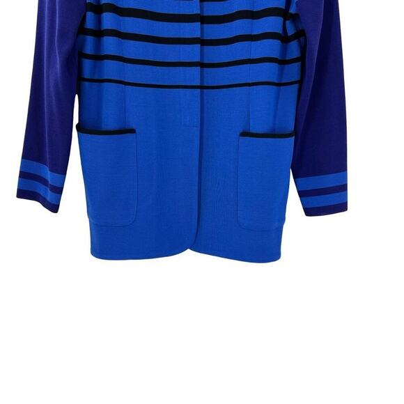 Misook Blue Black Striped Zip Jacket Sz XL - Picture 4 of 6